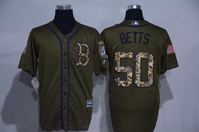 Men Boston Red Sox 50 Mookie Betts Green Salute to Service MLB Jerseys
